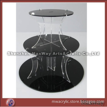 Round Black Stacking Tabletop Lucite Cupcake Stand Holder
